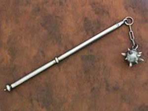 Medieval flail weapon with spiked ball.