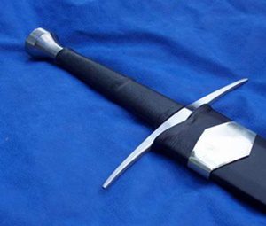 Medieval sword on a blue background.