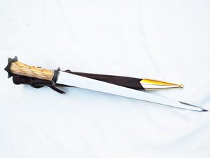 Knife with sheath on white background.