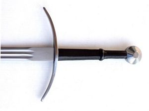 Sword hilt with curved crossguard and pommel