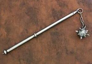 Medieval flail weapon with spiked ball.